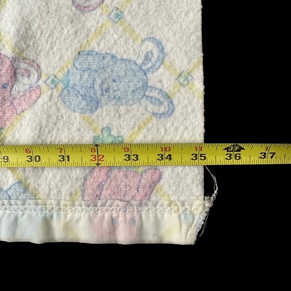 Vintage Pastel Bunny Baby Blanket Pink Blue Gender Neutral 1990s USA Retro - Picture 9 of 9